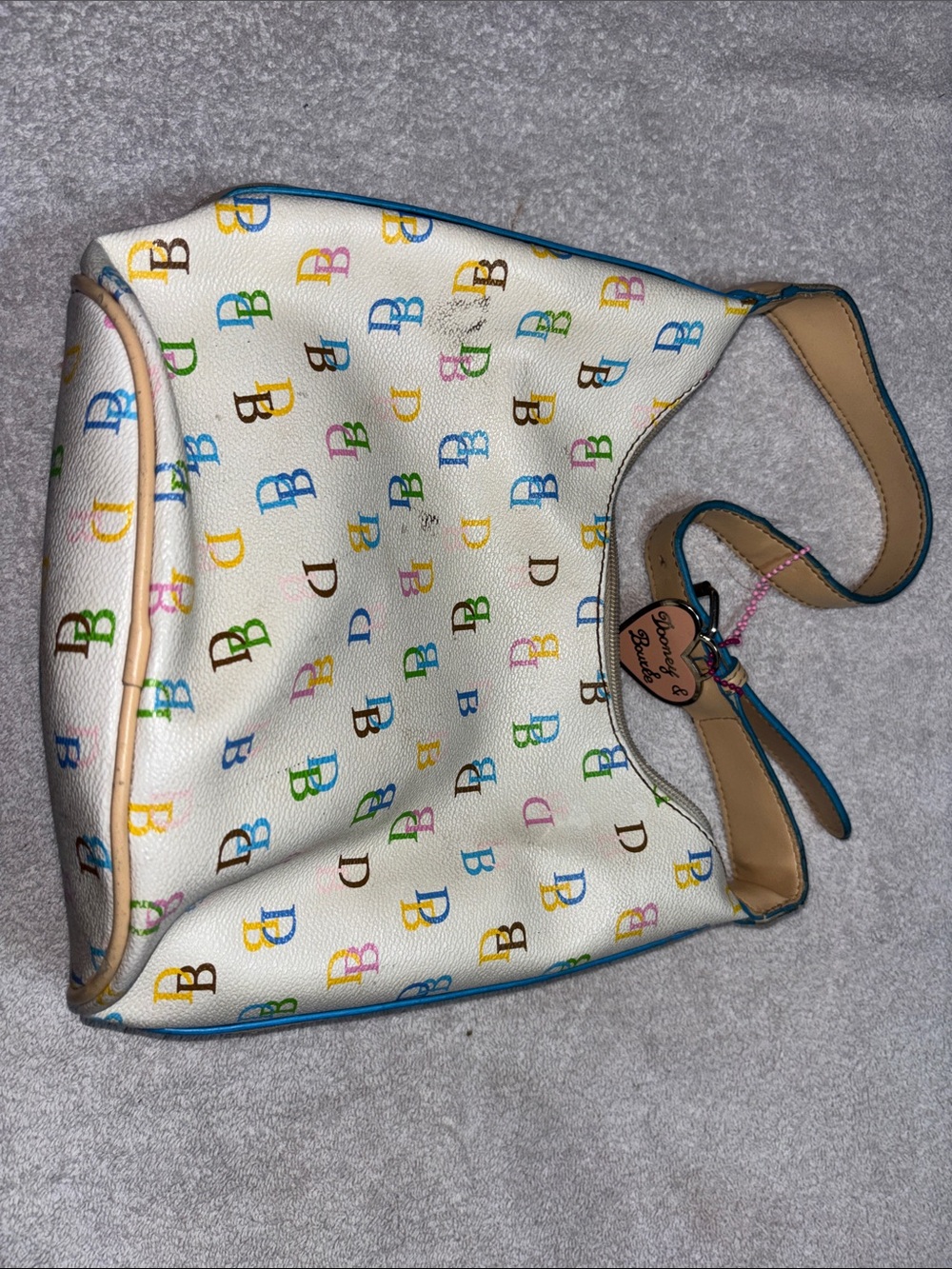 Dooney & Bourke White Multicolor Logo Shoulder Bag